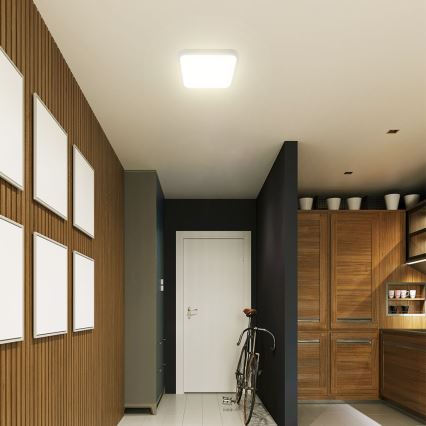 LED Badezimmer-Deckenleuchte mit Sensor SAMSUNG CHIP LED/18W/230V IP44 4000K 29x29 cm Weiß + Fernbedienung