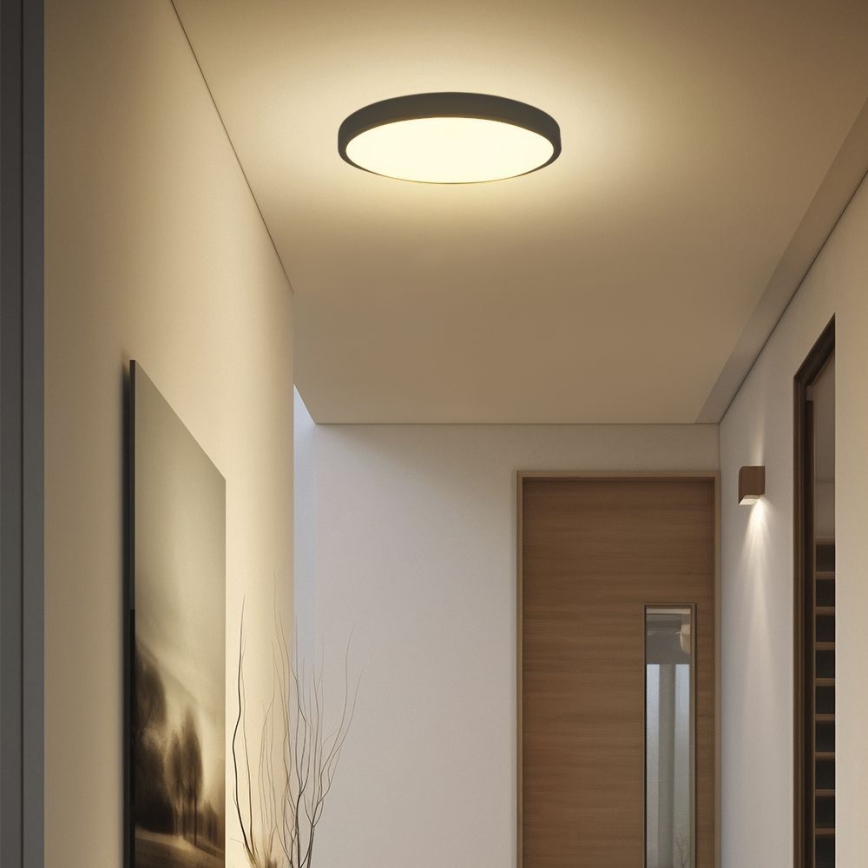 LED Badezimmer-Deckenleuchte mit Sensor SAMSUNG CHIP LED/18W/230V IP44 4000K Ø 29 cm Schwarz + Fernbedienung