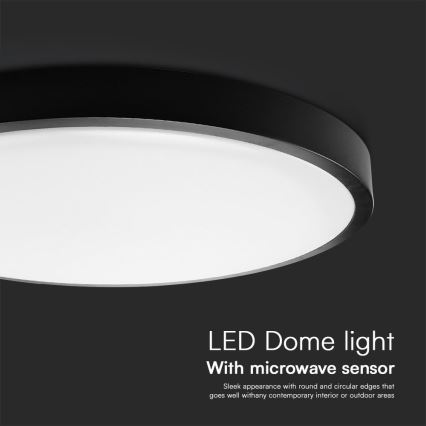 LED Badezimmer-Deckenleuchte mit Sensor SAMSUNG CHIP LED/18W/230V IP44 4000K Ø 29 cm Schwarz + Fernbedienung