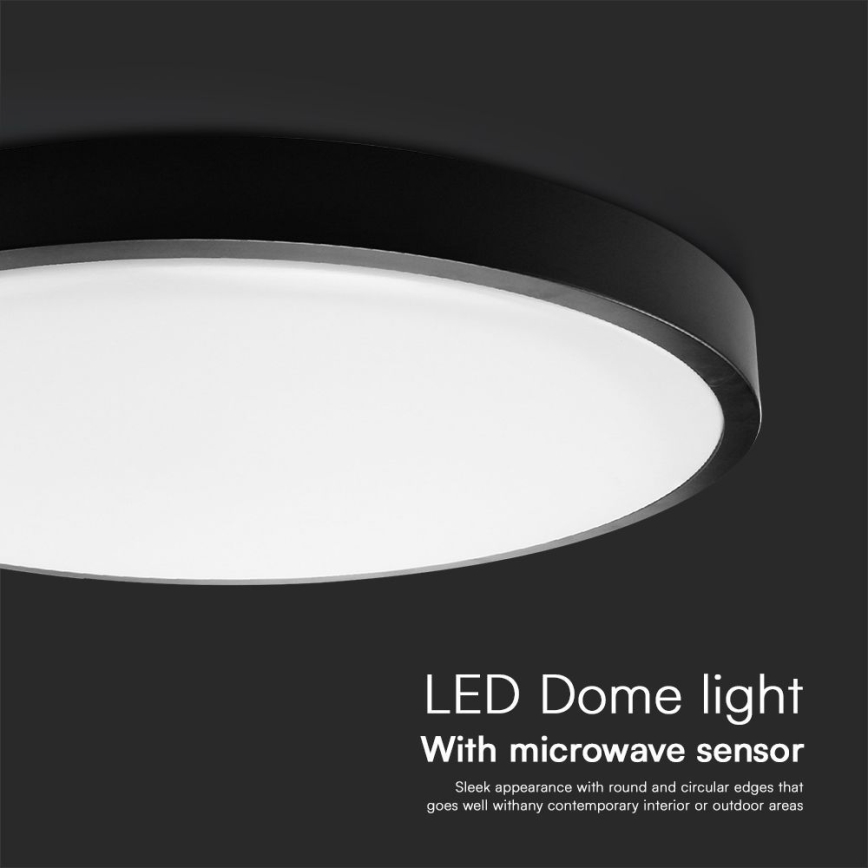 LED Badezimmer-Deckenleuchte mit Sensor SAMSUNG CHIP LED/18W/230V IP44 4000K Ø 29 cm Schwarz + Fernbedienung