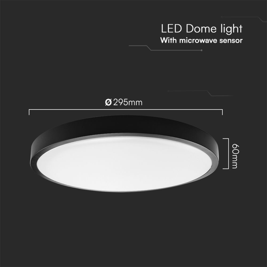 LED Badezimmer-Deckenleuchte mit Sensor SAMSUNG CHIP LED/18W/230V IP44 4000K Ø 29 cm Schwarz + Fernbedienung