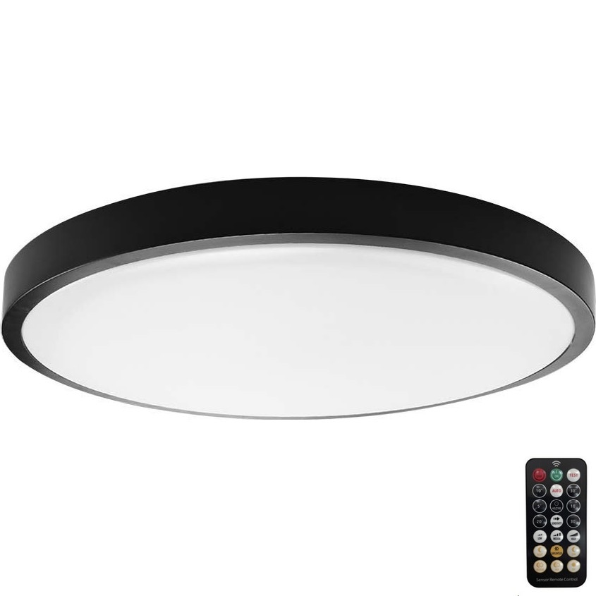 LED Badezimmer-Deckenleuchte mit Sensor LED/36W/230V 4000K IP44 Ø 42 cm Schwarz + Fernbedienung