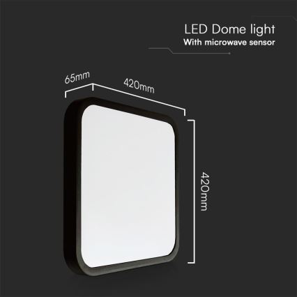 LED Badezimmer-Deckenleuchte mit Sensor SAMSUNG CHIP LED/36W/230V IP44 4000K 42x42 cm schwarz + Fernbedienung