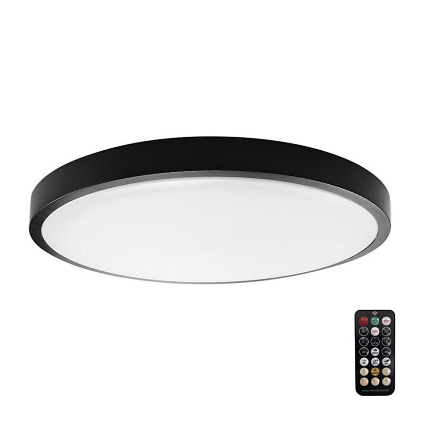 LED Badezimmer-Deckenleuchte mit Sensor SAMSUNG CHIP LED/18W/230V IP44 4000K Ø 29 cm Schwarz + Fernbedienung