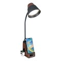 LED+CCT dimmbare Tischlampe mit kabellosem QI-Ladepad IDEAL LED/8W/230V 2700/4000/5000K braun