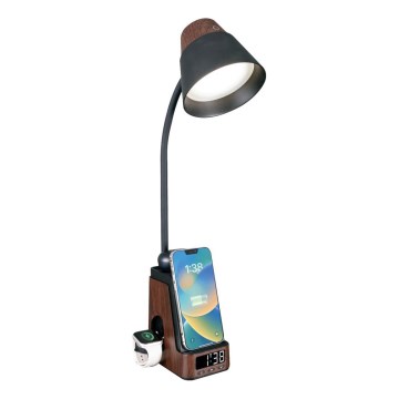 LED+CCT dimmbare Tischlampe mit kabellosem QI-Ladepad IDEAL LED/8W/230V 2700/4000/5000K braun