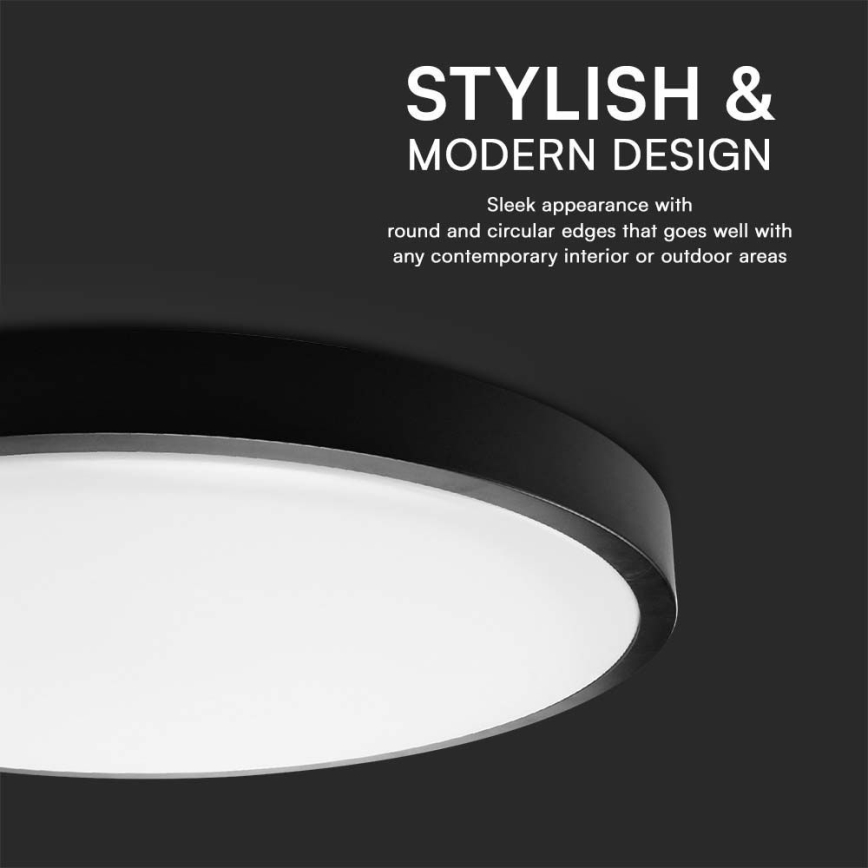 LED-Deckenleuchte für Badezimmer LED/24W/230V 4000K IP44 d 29,5 cm schwarz