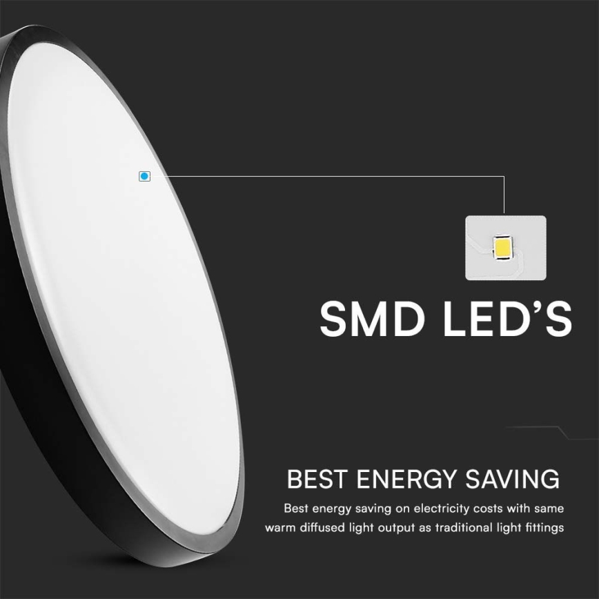 LED-Deckenleuchte für Badezimmer LED/24W/230V 4000K IP44 d 29,5 cm schwarz
