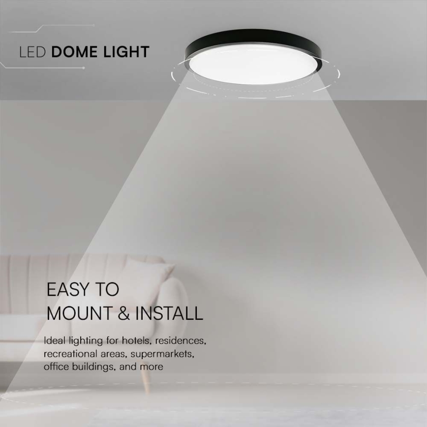 LED-Deckenleuchte für Badezimmer LED/24W/230V 4000K IP44 d 29,5 cm schwarz