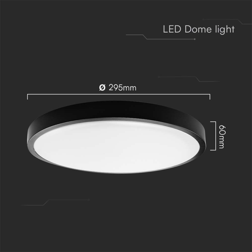 LED-Deckenleuchte für Badezimmer LED/24W/230V 4000K IP44 d 29,5 cm schwarz