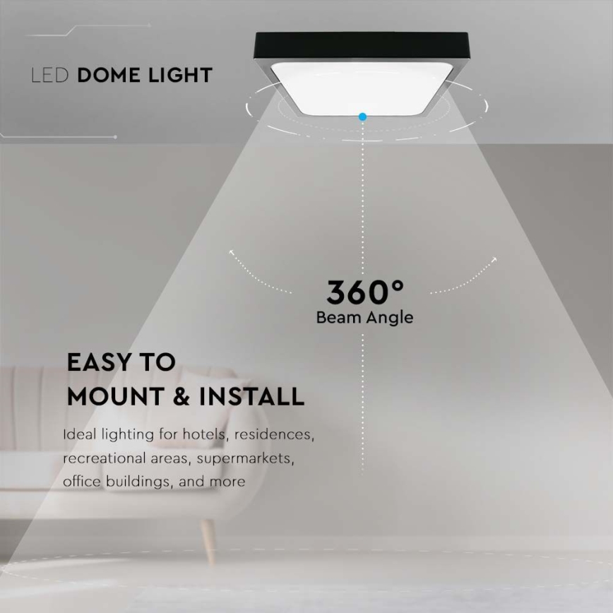 LED-Deckenleuchte für Badezimmer LED/24W/230V 6500K IP44 29,5x29,5 cm schwarz