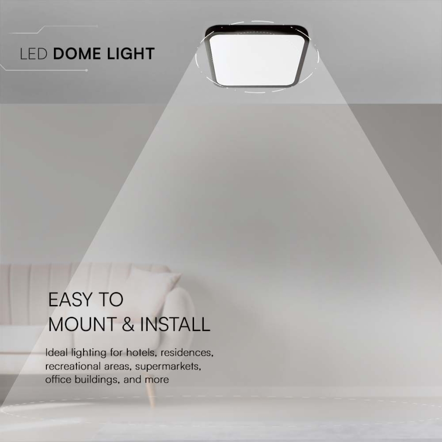 LED-Deckenleuchte für Badezimmer LED/48W/230V 3000K IP44 42x42 cm schwarz