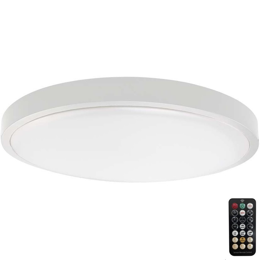 LED-Deckenleuchte für Badezimmer mit Sensor LED/18W/230V 4000K IP44 d 29,5 cm weiß + Fernbedienung
