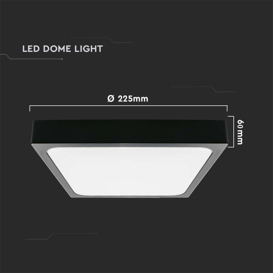 LED-Deckenleuchte für Badezimmer mit Sensor LED/18W/230V 4000K IP44 22,5x22,5 cm schwarz