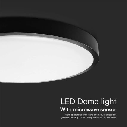 LED-Deckenleuchte für Badezimmer mit Sensor LED/18W/230V 4000K IP44 d 29,5 cm schwarz + Fernbedienung