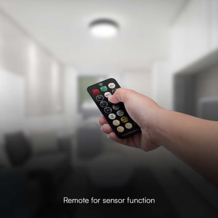 LED-Deckenleuchte für Badezimmer mit Sensor LED/18W/230V 4000K IP44 d 29,5 cm schwarz + Fernbedienung