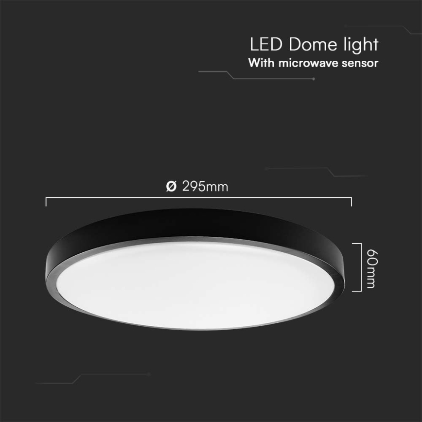 LED-Deckenleuchte für Badezimmer mit Sensor LED/18W/230V 4000K IP44 d 29,5 cm schwarz + Fernbedienung