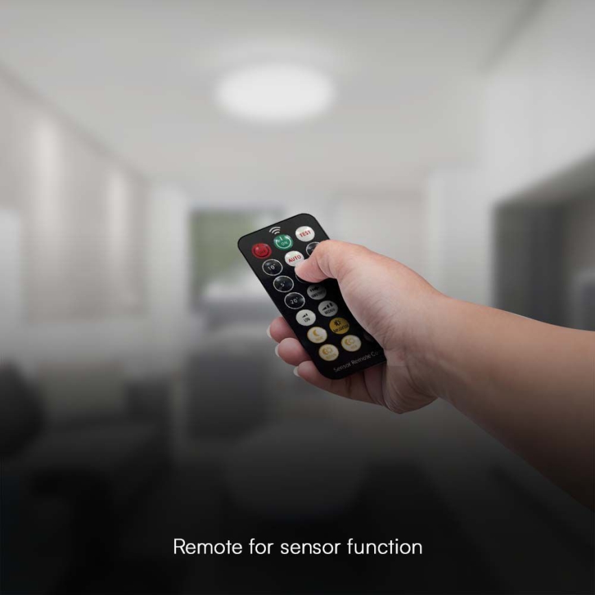 LED-Deckenleuchte für Badezimmer mit Sensor LED/18W/230V 4000K IP44 29,5x29,5 cm weiß + Fernbedienung