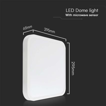 LED-Deckenleuchte für Badezimmer mit Sensor LED/18W/230V 4000K IP44 29,5x29,5 cm weiß + Fernbedienung