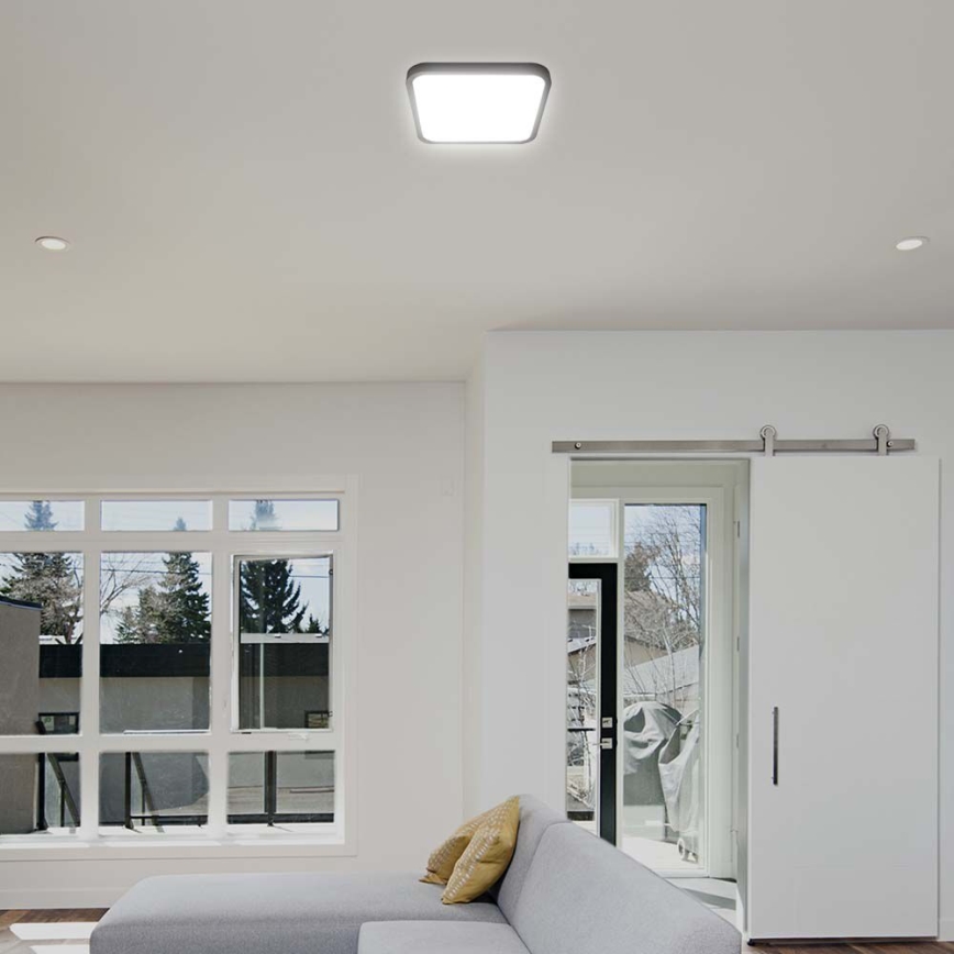 LED-Deckenleuchte für Badezimmer mit Sensor LED/36W/230V 4000K IP44 42x42 cm schwarz + Fernbedienung