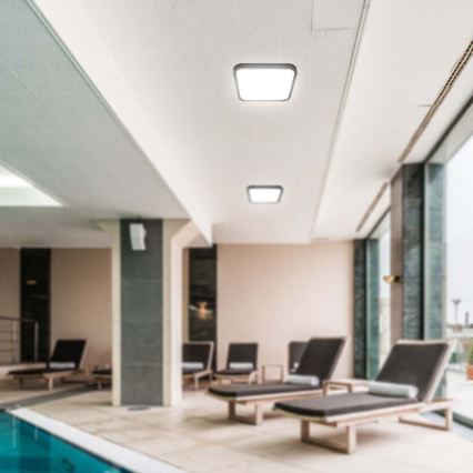 LED-Deckenleuchte für Badezimmer mit Sensor LED/36W/230V 4000K IP44 42x42 cm schwarz + Fernbedienung