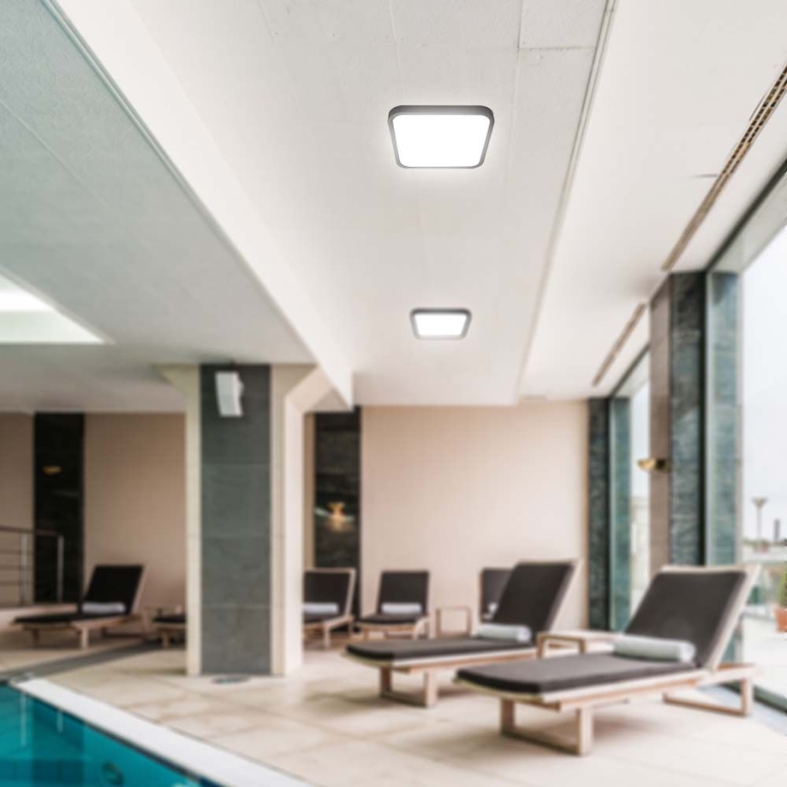 LED-Deckenleuchte für Badezimmer mit Sensor LED/36W/230V 4000K IP44 42x42 cm schwarz + Fernbedienung
