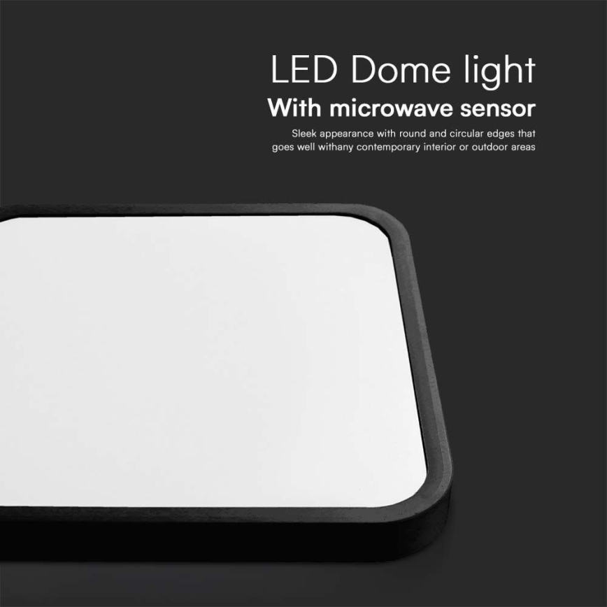LED-Deckenleuchte für Badezimmer mit Sensor LED/36W/230V 4000K IP44 42x42 cm schwarz + Fernbedienung