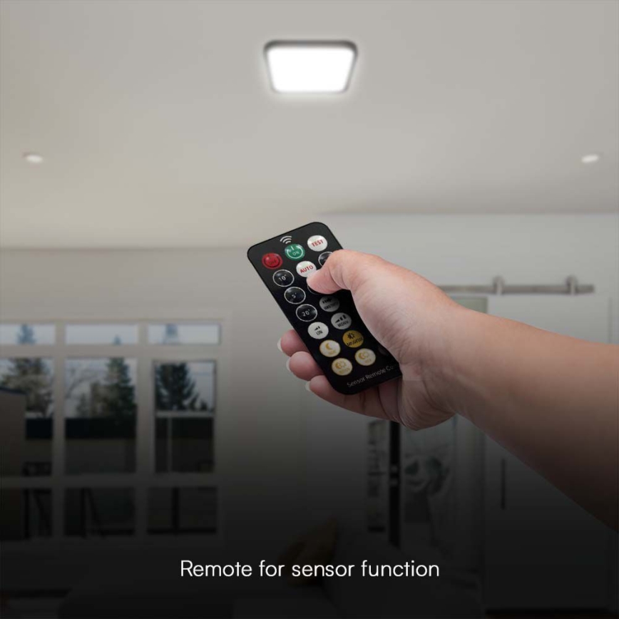 LED-Deckenleuchte für Badezimmer mit Sensor LED/36W/230V 4000K IP44 42x42 cm schwarz + Fernbedienung