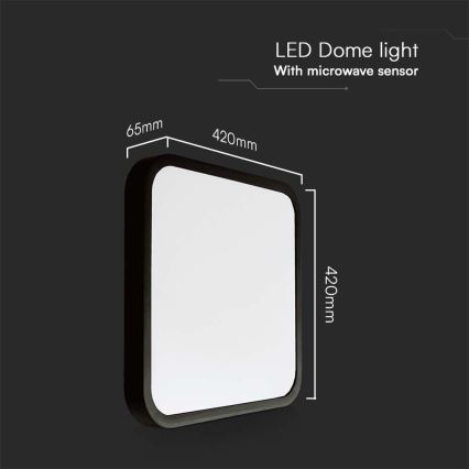 LED-Deckenleuchte für Badezimmer mit Sensor LED/36W/230V 4000K IP44 42x42 cm schwarz + Fernbedienung