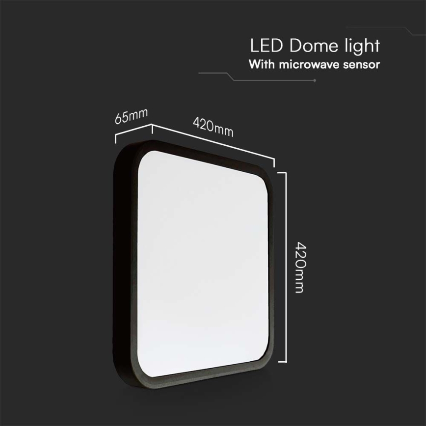 LED-Deckenleuchte für Badezimmer mit Sensor LED/36W/230V 4000K IP44 42x42 cm schwarz + Fernbedienung
