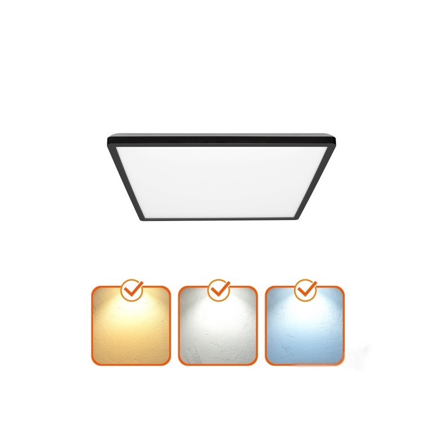 LED-Deckenleuchte für Badezimmer NIVERA LED/12W/230V IP54 3000/4000/6000K 22,5x22,5 cm schwarz