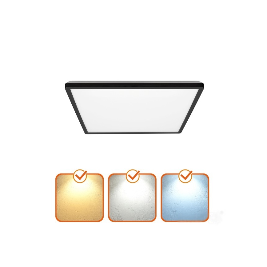 LED-Deckenleuchte für Badezimmer NIVERA LED/18W/230V IP54 3000/4000/6000K 30x30 cm schwarz