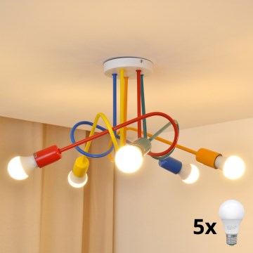 LED Deckenleuchte für Kinder OXFORD 5xE27/15W/230V
