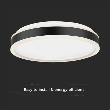 LED-Deckenleuchte LED/24W/230V 4000K d 45 cm schwarz