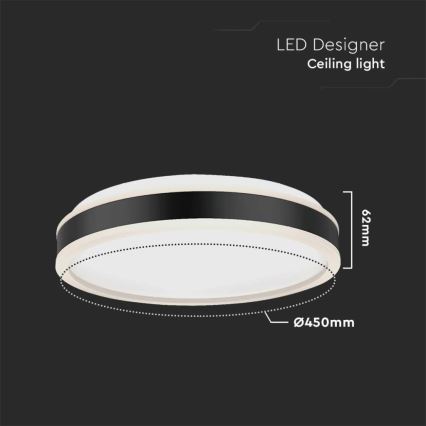 LED-Deckenleuchte LED/24W/230V 4000K d 45 cm schwarz