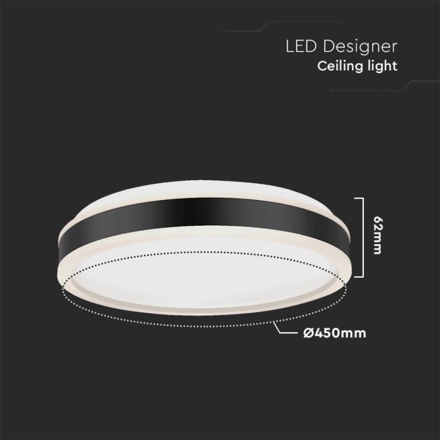 LED-Deckenleuchte LED/24W/230V 4000K d 45 cm schwarz