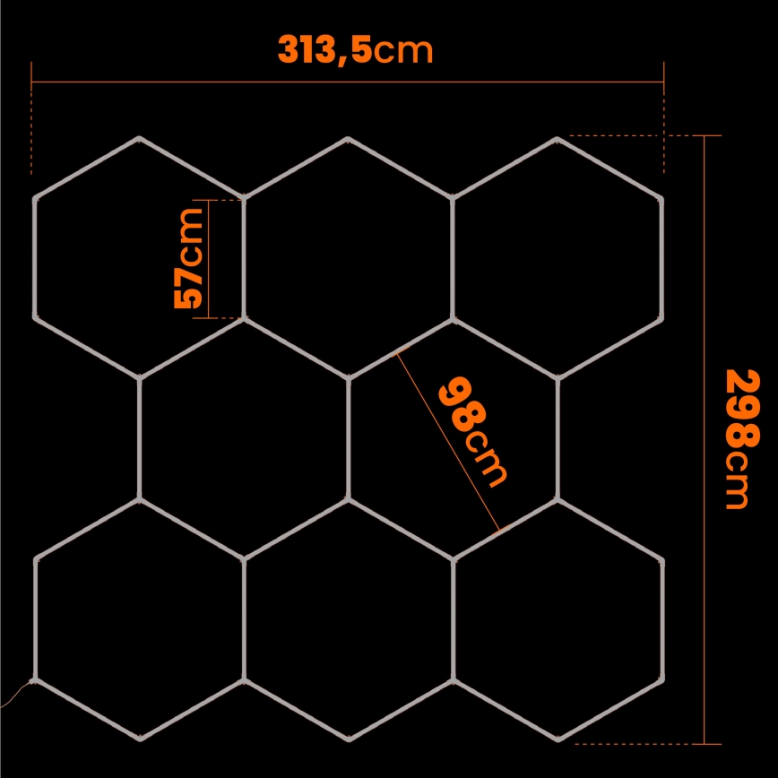 LED-Deckenleuchte HEXAGON LED/280W/85-265V 6500K 313x298 cm CRI 90 IP54 weiß