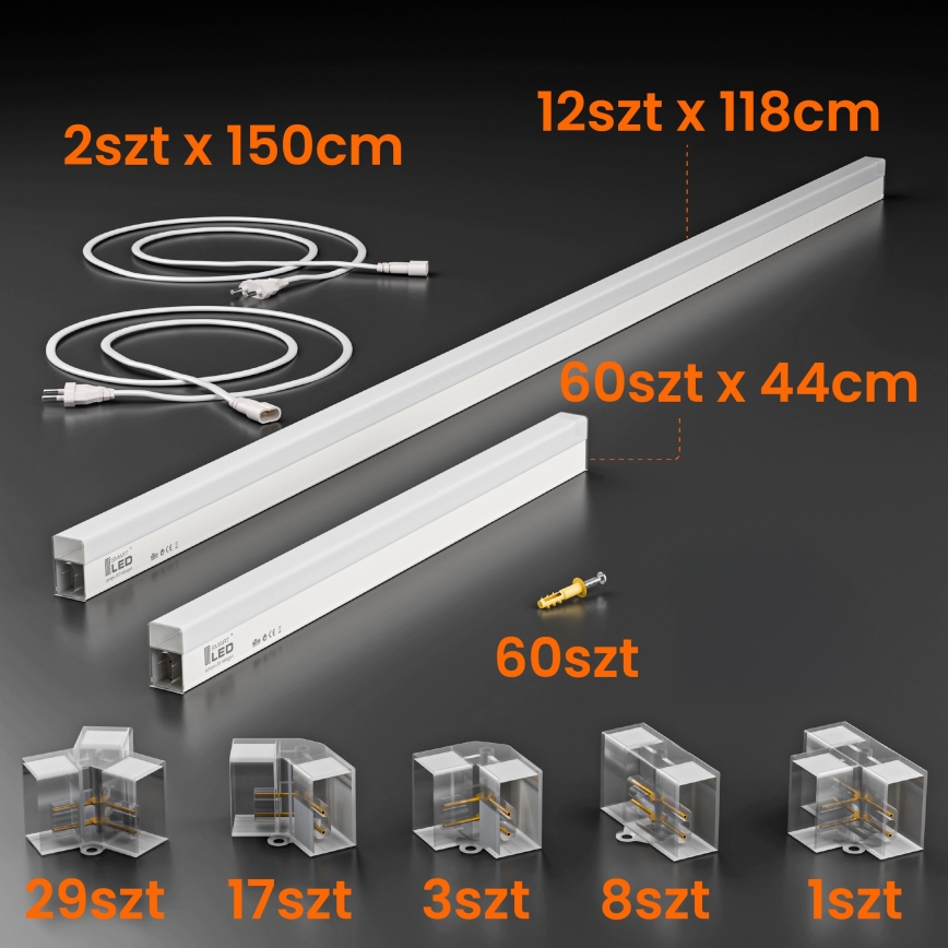 LED-Deckenleuchte HEXAGON LED/696W/85-265V 4000K 484x243 cm CRI 90 IP54 weiß