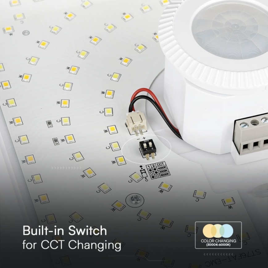 LED-Deckenleuchte mit Sensor SAMSUNG CHIP LED/12W/230V 3000/4000/6000K 25x25 cm weiß