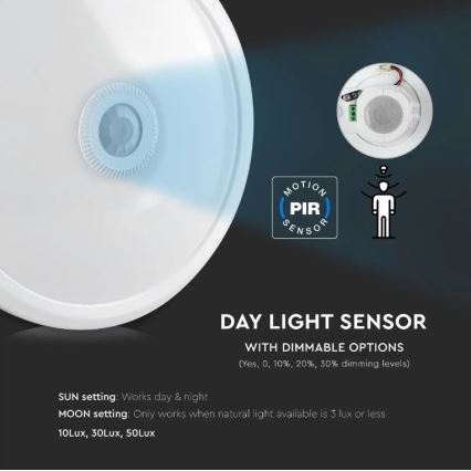 LED-Deckenleuchte mit Sensor SAMSUNG CHIP LED/12W/230V 4000K Ø 29 cm