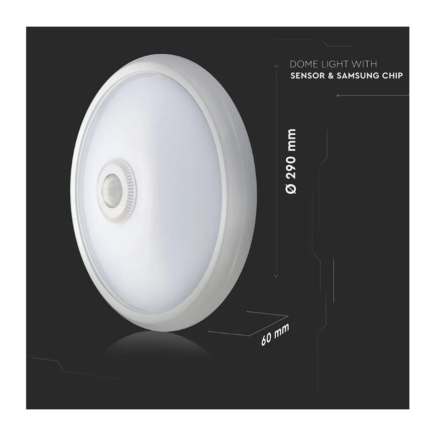 LED-Deckenleuchte mit Sensor SAMSUNG CHIP LED/12W/230V 4000K Ø 29 cm