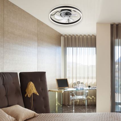 LED Dimmbares Deckenleuchte mit Ventilator APOLLO LED/38W/230V Schwarz + Fernbedienung