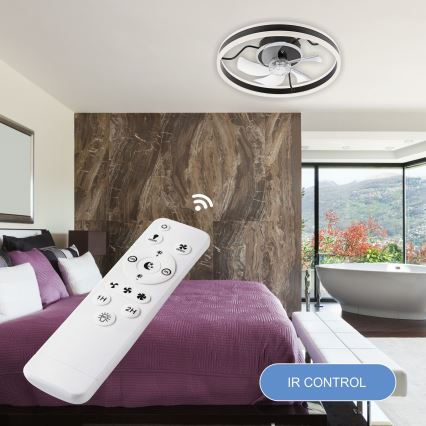 LED Dimmbares Deckenleuchte mit Ventilator APOLLO LED/38W/230V Schwarz + Fernbedienung