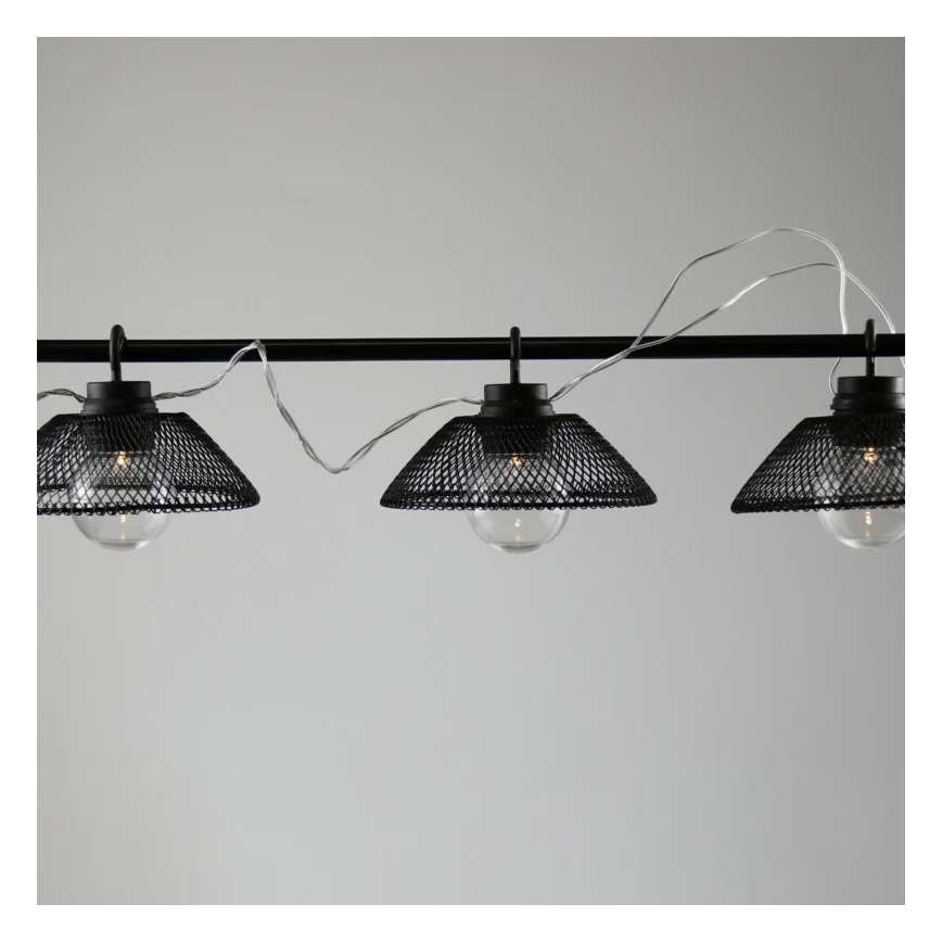 LED-Dekorationskette ASTRA 10xLED/2xAA 2,1 m schwarz