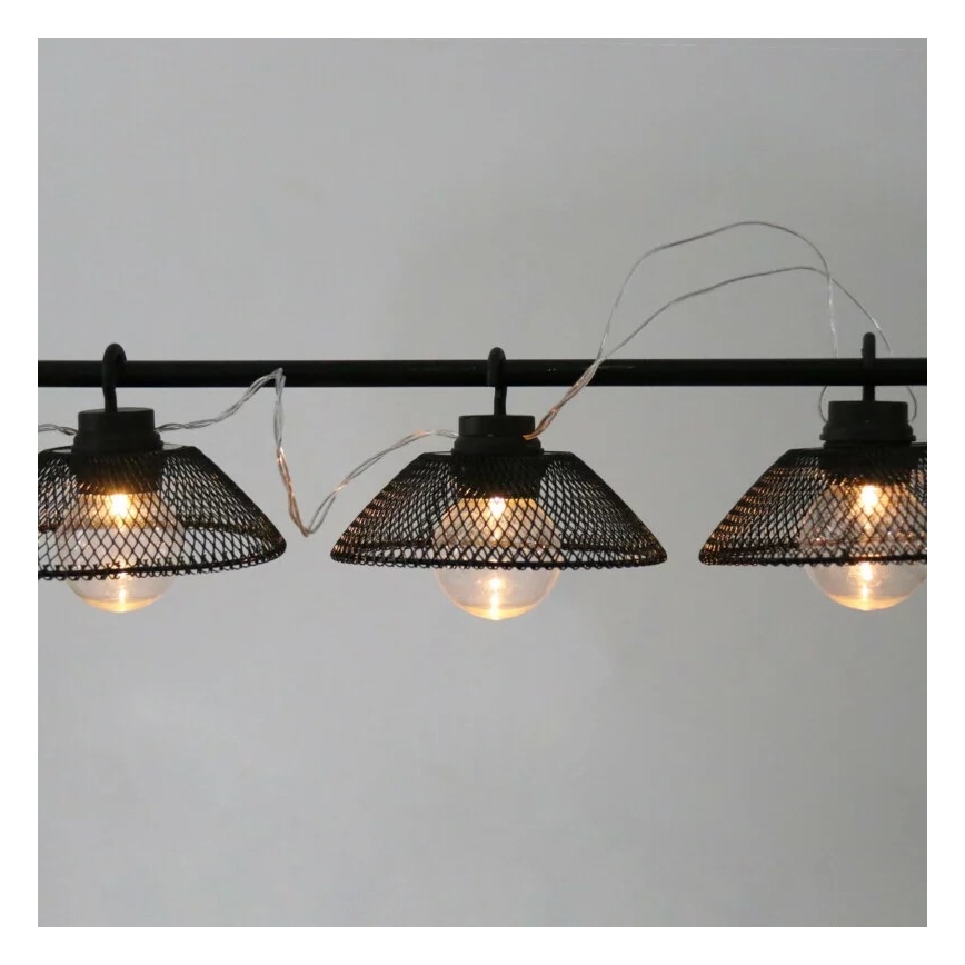 LED-Dekorationskette ASTRA 10xLED/2xAA 2,1 m schwarz