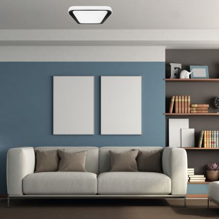 LED Dimmbares Deckenleuchte QUADRO LED/38W/230V 3000-6000K Weiß/Schwarz + Fernbedienung