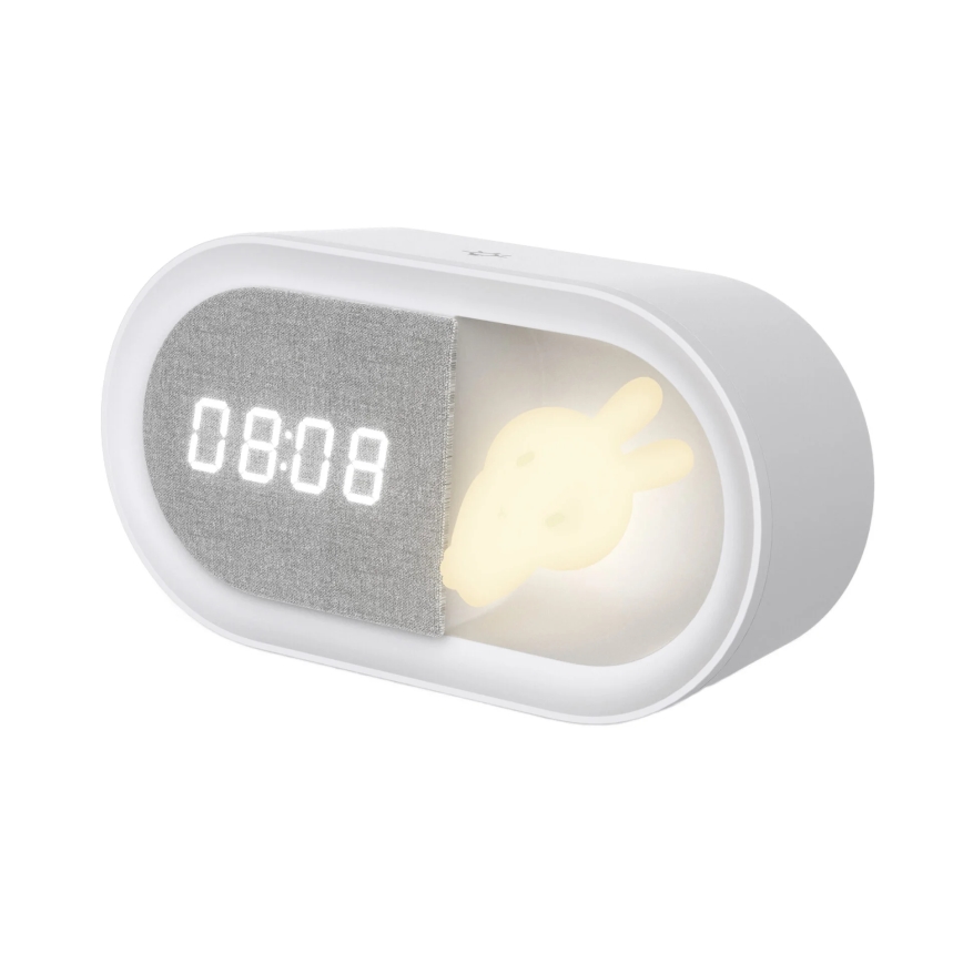 LED dimmbare Nachtlampe mit Wecker BUNNY LED/1,2W/5V 3000K