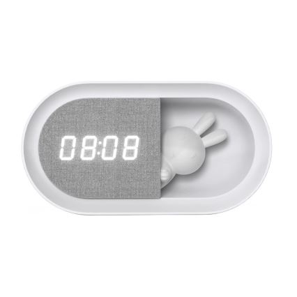 LED dimmbare Nachtlampe mit Wecker BUNNY LED/1,2W/5V 3000K