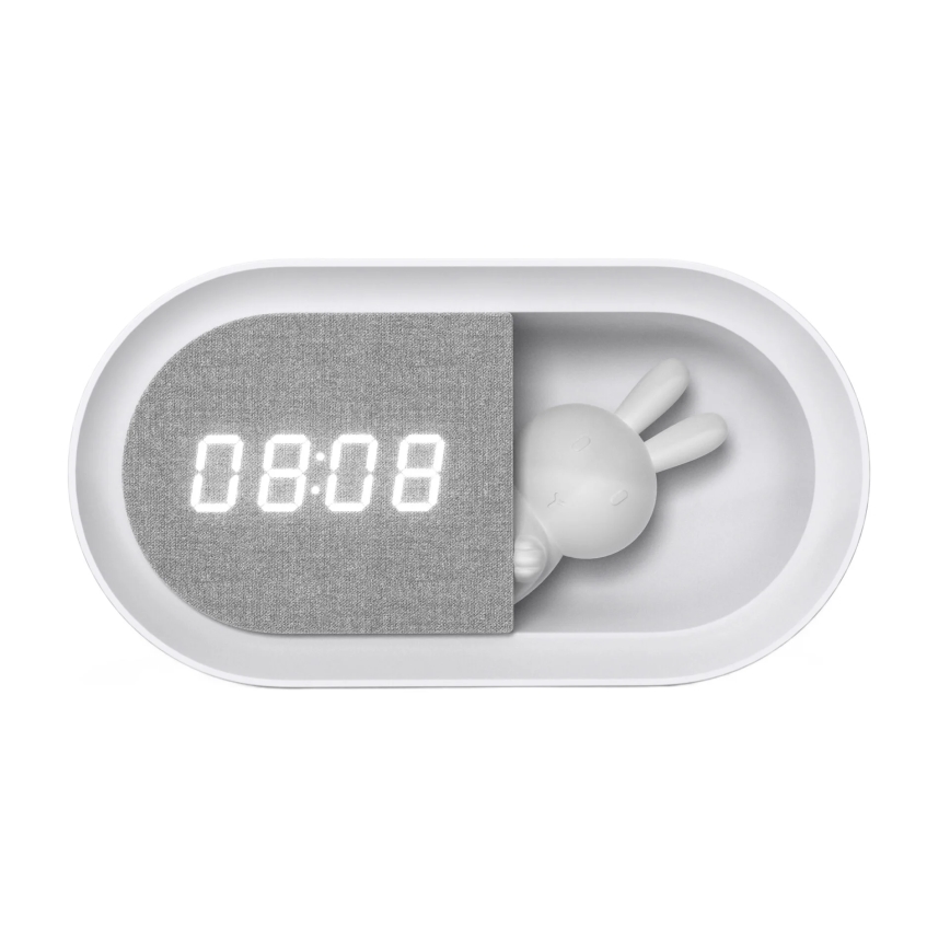 LED dimmbare Nachtlampe mit Wecker BUNNY LED/1,2W/5V 3000K