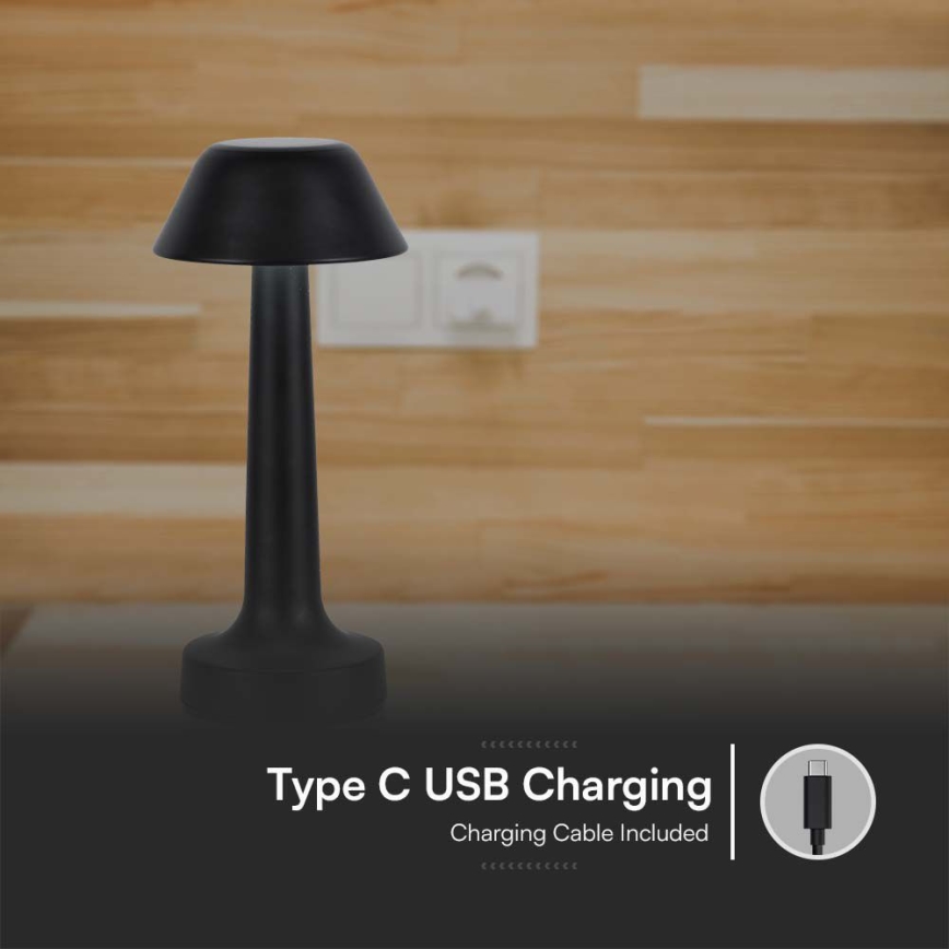 LED dimmbare, wiederaufladbare Touch-Tischlampe LED/1W/5V 3000-6000K 1800 mAh schwarz